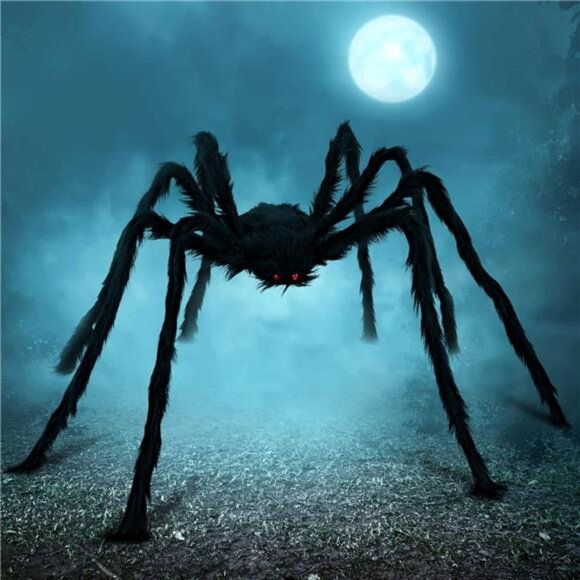 5 Ft Halloween Scary Giant Spider Fake Props for Yard Party Outdoor Decor Black - Picture 3 of 7